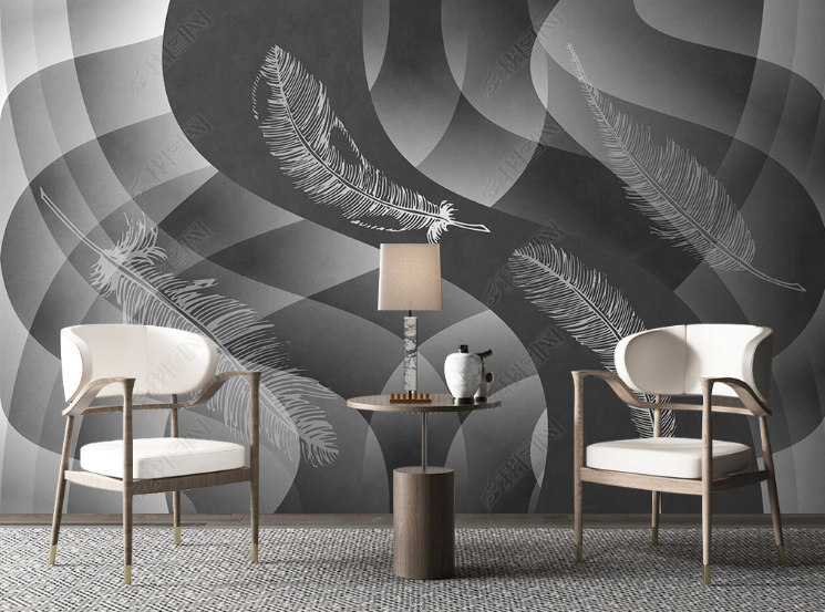 3D Abstract Feather Grey Wall Mural Wallpaper YXL 205- Jess Art Decoration