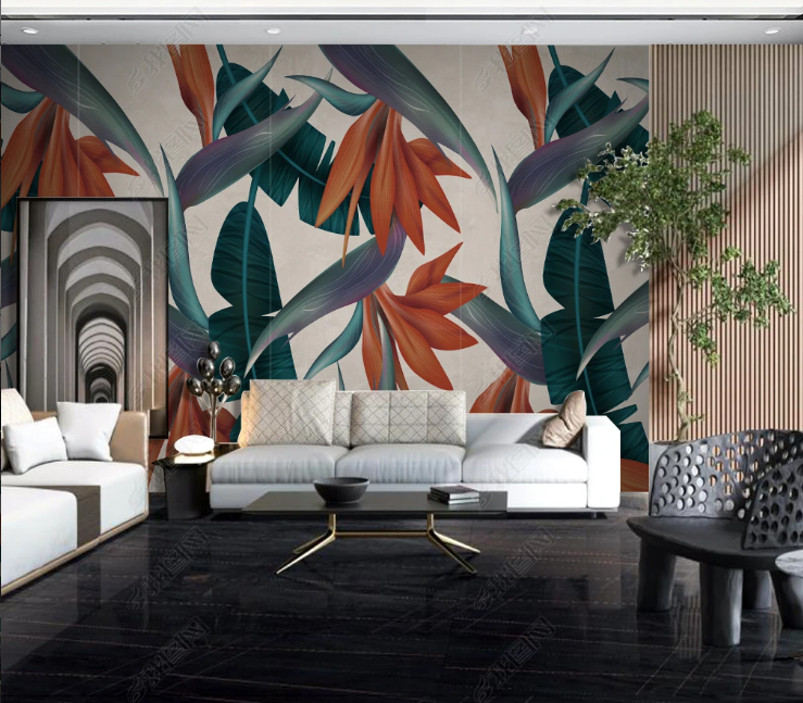 3D Leaf Floral Green Wall Mural Wallpaper YXL 212- Jess Art Decoration
