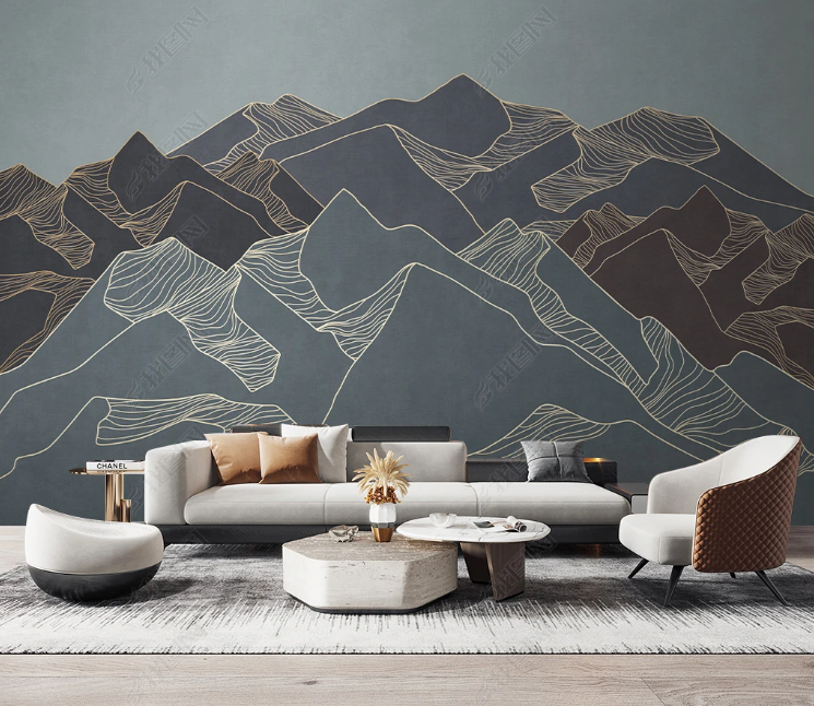 3D Abstract Line Mountain Wall Mural Wallpaper YXL 220- Jess Art Decoration