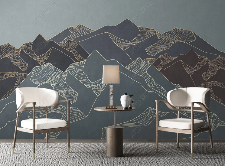 3D Abstract Line Mountain Wall Mural Wallpaper YXL 220- Jess Art Decoration