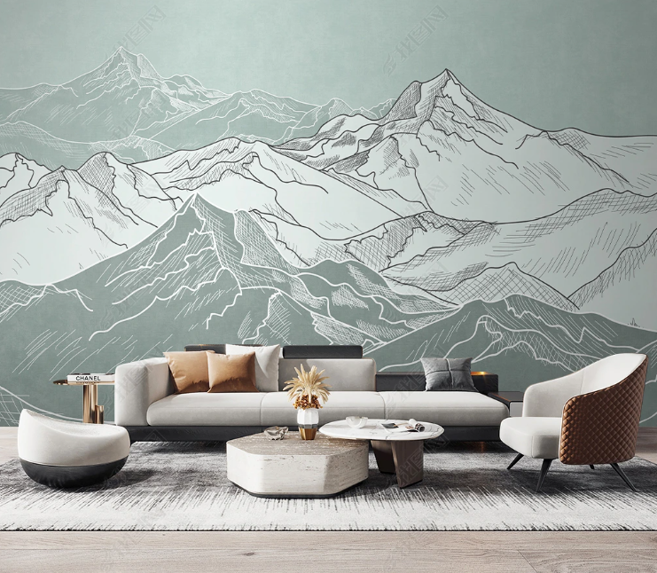 3D Abstract Line Mountain White Wall Mural Wallpaper YXL 221- Jess Art Decoration