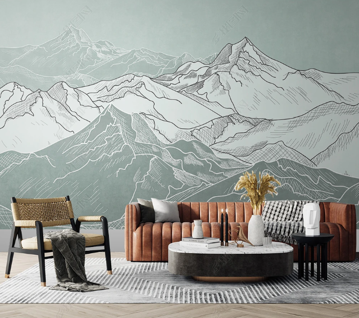 3D Abstract Line Mountain White Wall Mural Wallpaper YXL 221- Jess Art Decoration