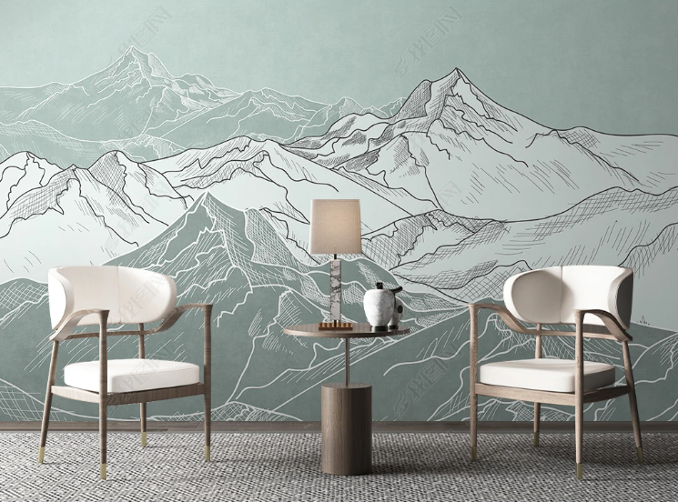 3D Abstract Line Mountain White Wall Mural Wallpaper YXL 221- Jess Art Decoration