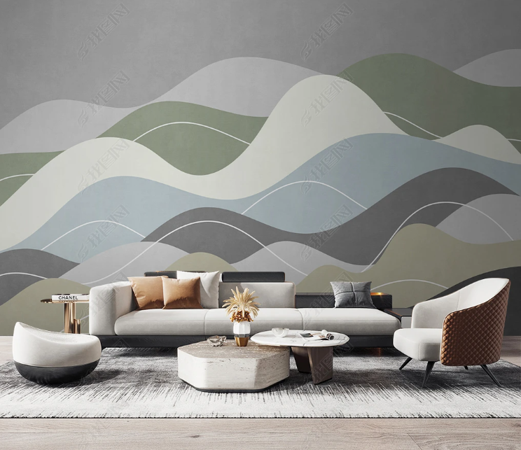 3D Abstract Line Wave Wall Mural Wallpaper YXL 222- Jess Art Decoration