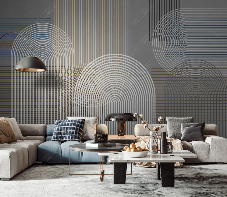 3D Line Art Gray Retro Wall Mural Wallpaper YXL 226- Jess Art Decoration