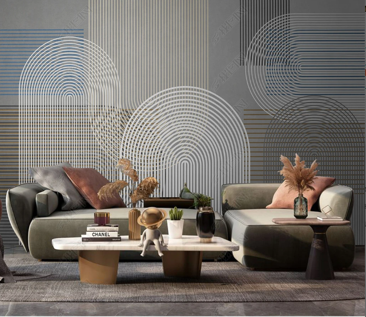 3D Line Art Gray Retro Wall Mural Wallpaper YXL 226- Jess Art Decoration