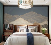 3D Abstract Mountain Line Golden Wall Mural Wallpaper YXL 230- Jess Art Decoration