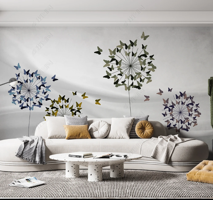 3D Stereoscopic Butterfly Dandelion Wall Mural Wallpaper YXL 241- Jess Art Decoration