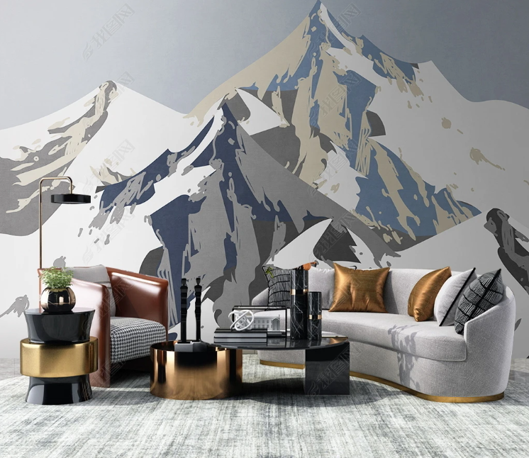 3D Abstract Snow Mountain Gray Wall Mural Wallpaper YXL 243- Jess Art Decoration