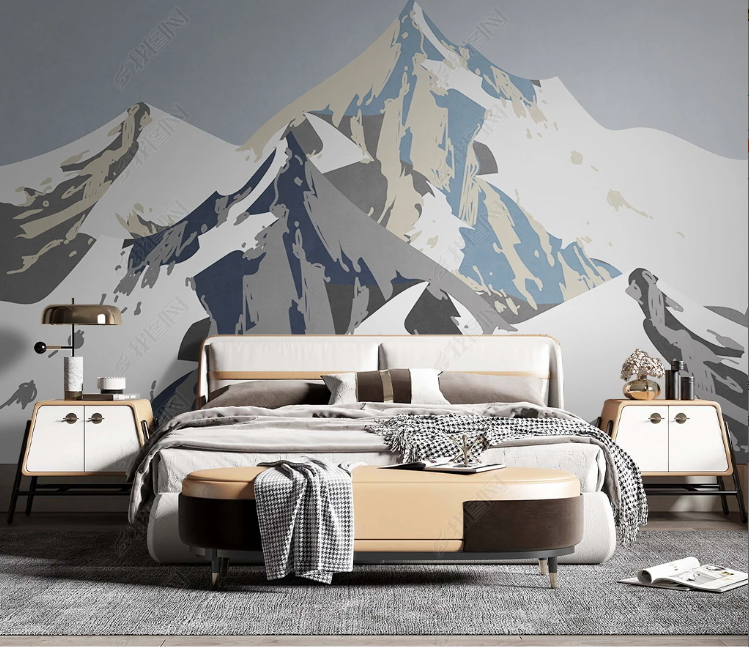 3D Abstract Snow Mountain Gray Wall Mural Wallpaper YXL 243- Jess Art Decoration