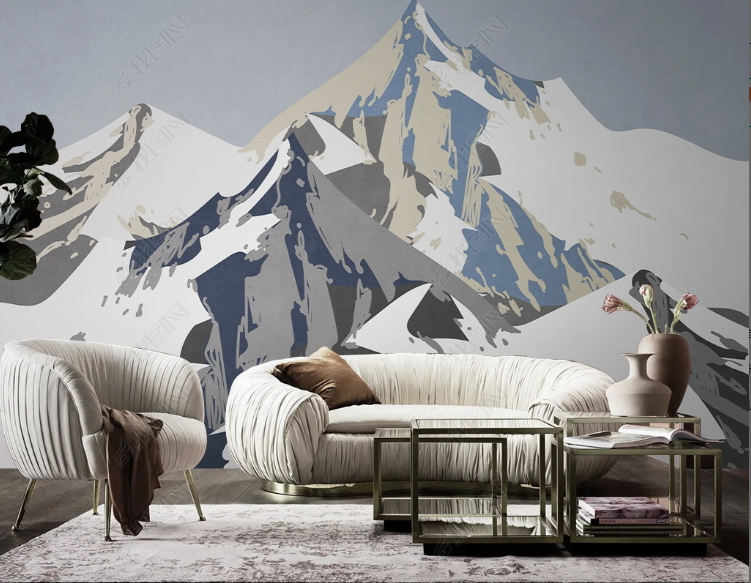3D Abstract Snow Mountain Gray Wall Mural Wallpaper YXL 243- Jess Art Decoration
