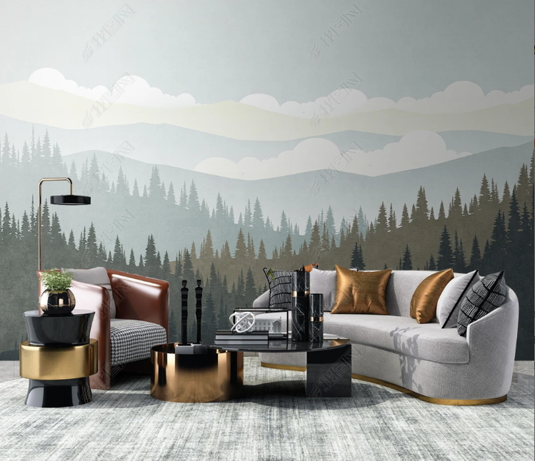 3D Abstract Forest Mountain Gray Wall Mural Wallpaper YXL 245- Jess Art Decoration