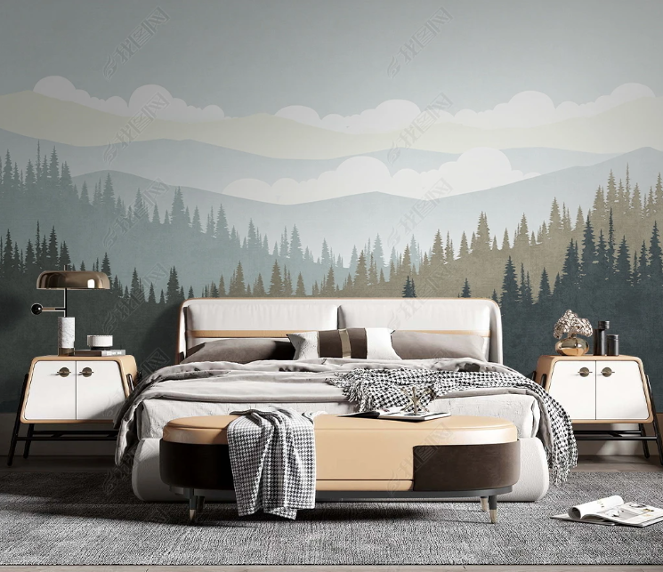 3D Abstract Forest Mountain Gray Wall Mural Wallpaper YXL 245- Jess Art Decoration