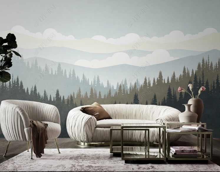 3D Abstract Forest Mountain Gray Wall Mural Wallpaper YXL 245- Jess Art Decoration