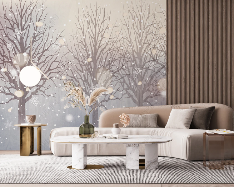 3D Forest Tree Snowflake Trunk Wall Mural Wallpaper YXL 255- Jess Art Decoration
