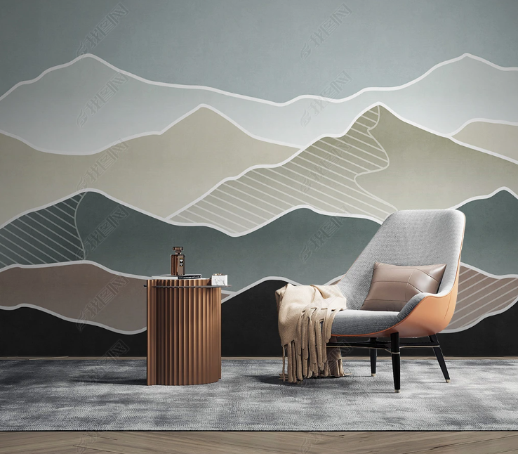 3D Abstract Mountain Line Wall Mural Wallpaper YXL 256- Jess Art Decoration