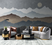 3D Abstract Mountain Sun Gray Wall Mural Wallpaper YXL 263- Jess Art Decoration