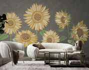 3D Plant Sunflower Yellow Greenery Wall Mural Wallpaper YXL 230- Jess Art Decoration