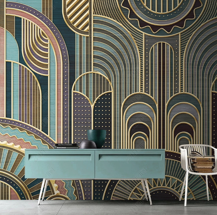 3D Architecture Relief Line Ellipse Wall Mural Wallpaper YXL 237- Jess Art Decoration