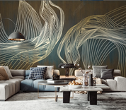 3D Abstract Line Golden Wall Mural Wallpaper YXL 332- Jess Art Decoration