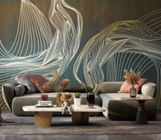 3D Abstract Line Golden Wall Mural Wallpaper YXL 332- Jess Art Decoration