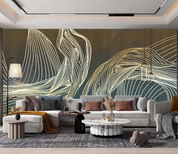 3D Abstract Line Golden Wall Mural Wallpaper YXL 332- Jess Art Decoration