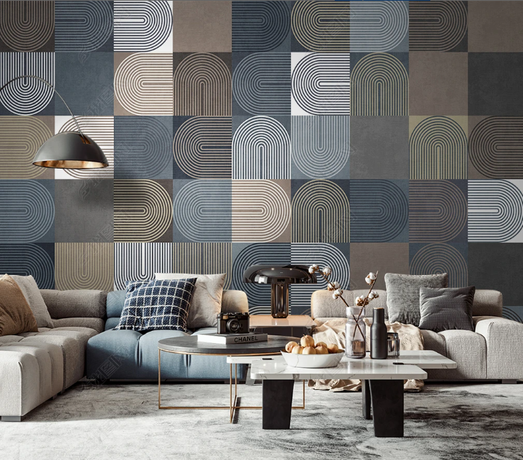 3D Abstract Line Golden Square Wall Mural Wallpaper YXL 333- Jess Art Decoration