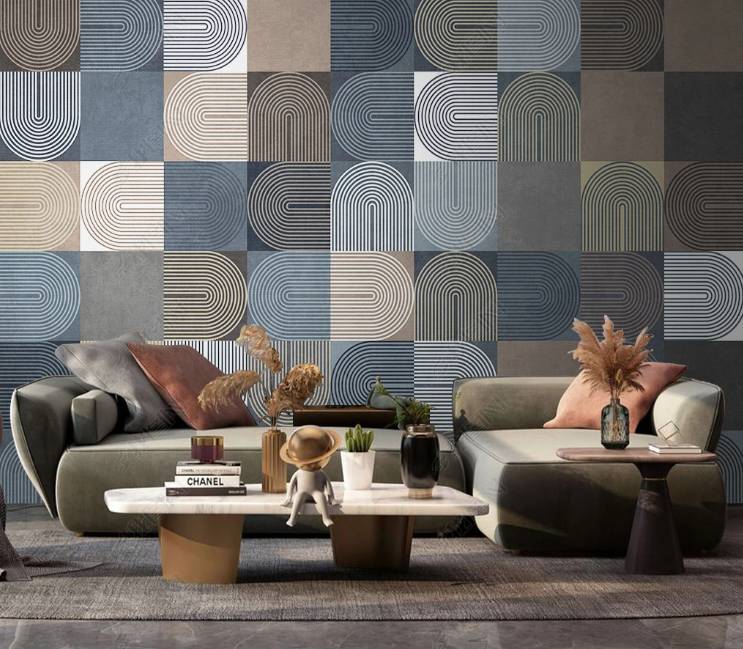 3D Abstract Line Golden Square Wall Mural Wallpaper YXL 333- Jess Art Decoration