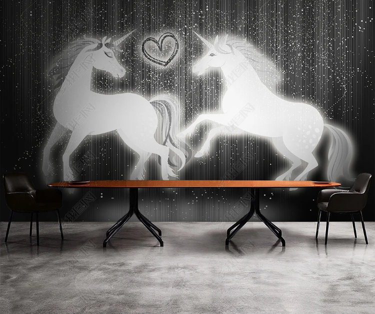 3D Animal Unicorn Love White Wall Mural Wallpaper YXL 345- Jess Art Decoration