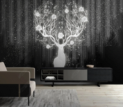 3D Animal Elk White Floral Wall Mural Wallpaper YXL 349- Jess Art Decoration