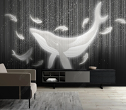 3D Animal Whale White Wall Mural Wallpaper YXL 350- Jess Art Decoration