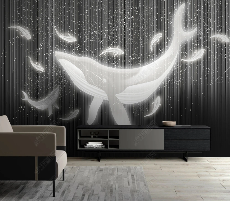 3D Animal Whale White Wall Mural Wallpaper YXL 350- Jess Art Decoration