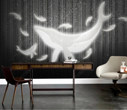 3D Animal Whale White Wall Mural Wallpaper YXL 350- Jess Art Decoration