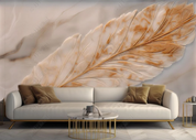 3D Marbling Feather Plant Golden Wall Mural Wallpaper YXL 358- Jess Art Decoration