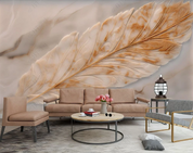 3D Marbling Feather Plant Golden Wall Mural Wallpaper YXL 358- Jess Art Decoration