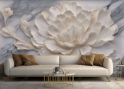 3D Marbling Floral Lvory White Wall Mural Wallpaper YXL 359- Jess Art Decoration