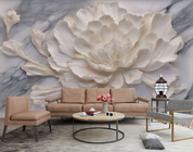 3D Marbling Floral Lvory White Wall Mural Wallpaper YXL 359- Jess Art Decoration