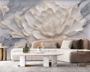 3D Marbling Floral Lvory White Wall Mural Wallpaper YXL 359- Jess Art Decoration