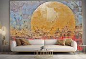 3D Oil painting Moon Golden Mosaic Wall Mural Wallpaper YXL 380- Jess Art Decoration