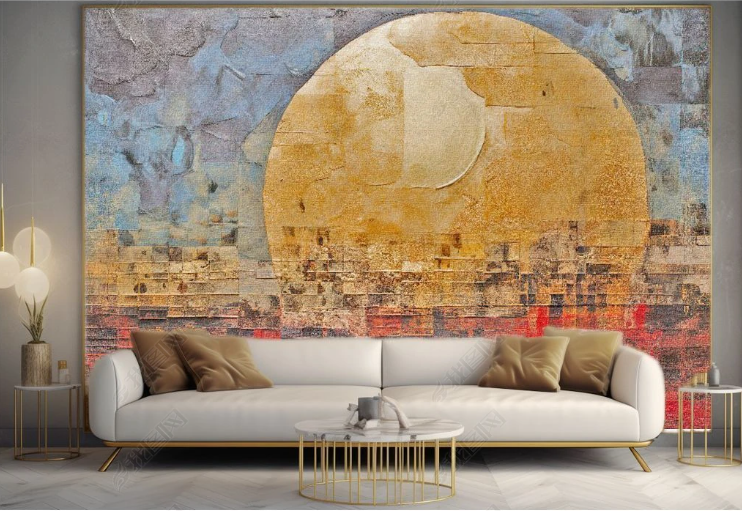 3D Oil painting Moon Golden Mosaic Wall Mural Wallpaper YXL 380- Jess Art Decoration