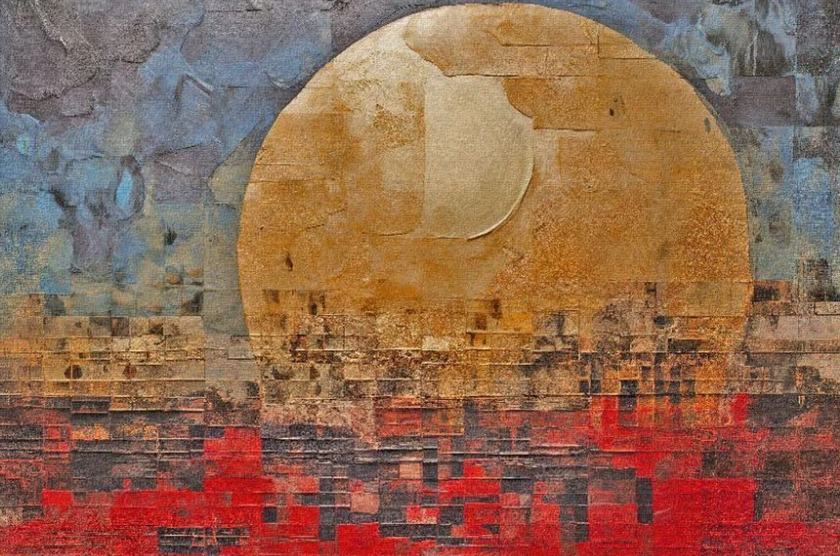 3D Oil painting Moon Golden Mosaic Wall Mural Wallpaper YXL 380- Jess Art Decoration