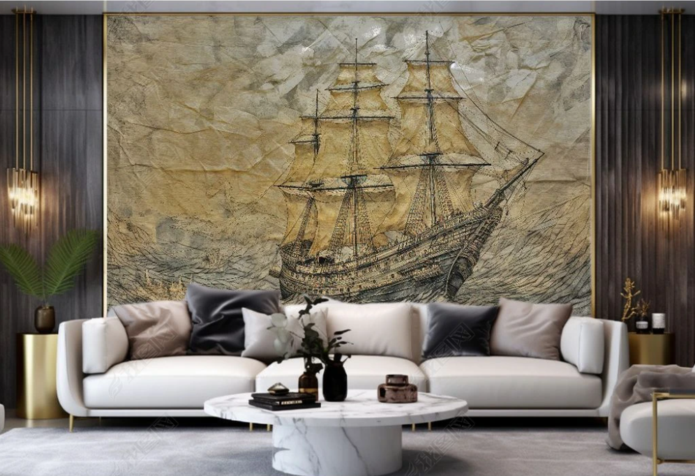 3D Oil Painting Sailing Mosaic Ocean Wall Mural Wallpaper YXL 385- Jess Art Decoration
