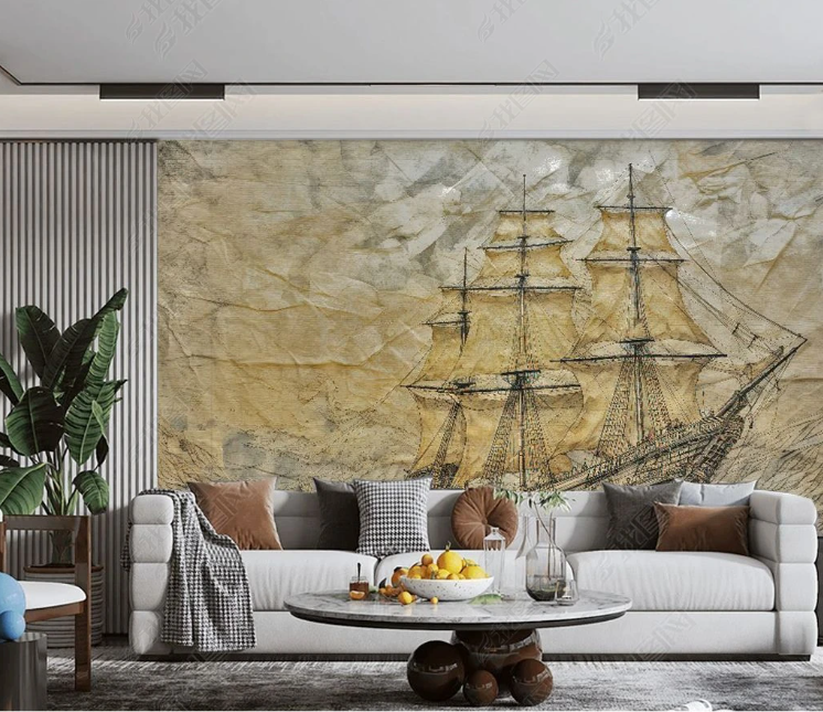 3D Oil Painting Sailing Mosaic Ocean Wall Mural Wallpaper YXL 385- Jess Art Decoration