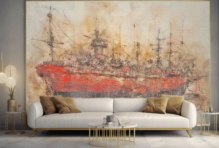 3D Oil Painting Ship Red Fog Wall Mural Wallpaper YXL 386- Jess Art Decoration