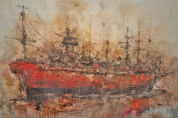 3D Oil Painting Ship Red Fog Wall Mural Wallpaper YXL 386- Jess Art Decoration