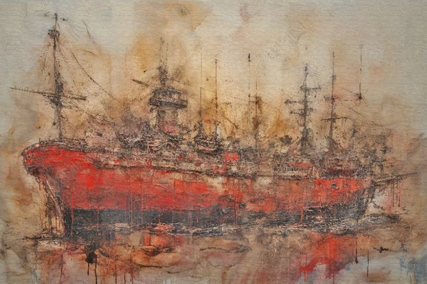 3D Oil Painting Ship Red Fog Wall Mural Wallpaper YXL 386- Jess Art Decoration