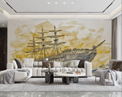 3D Oil Painting Sailing Ocean Golden Wall Mural Wallpaper YXL 388- Jess Art Decoration