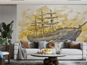 3D Oil Painting Sailing Ocean Golden Wall Mural Wallpaper YXL 388- Jess Art Decoration