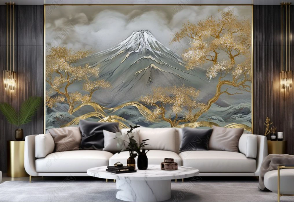 3D Art Mountain Tree Relief Fog Line Wall Mural Wallpaper YXL 394- Jess Art Decoration