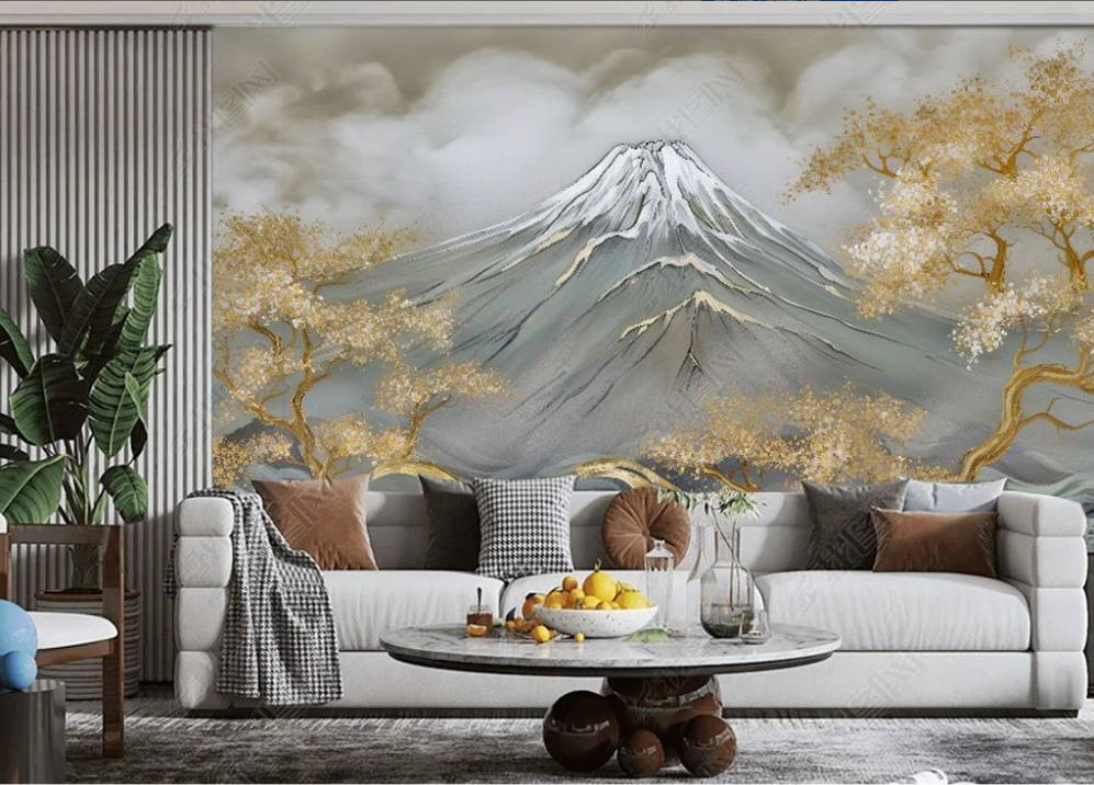 3D Art Mountain Tree Relief Fog Line Wall Mural Wallpaper YXL 394- Jess Art Decoration